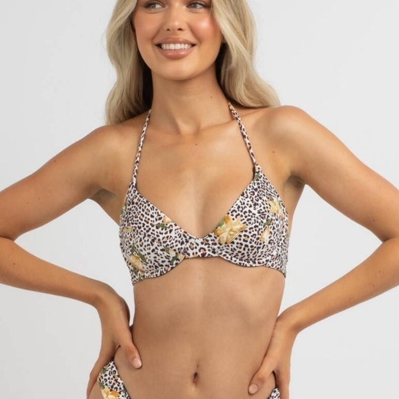 Hurley Jungle Cat Animal Print Bikini Set Size Medium Women